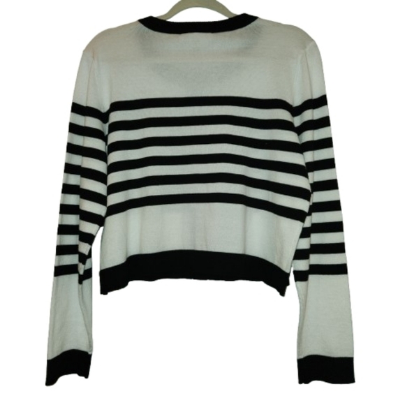 NWT Michael/Michael Kors Black/White Stripe Cardigan Gold Logo Buttons Size XL - Picture 2 of 11